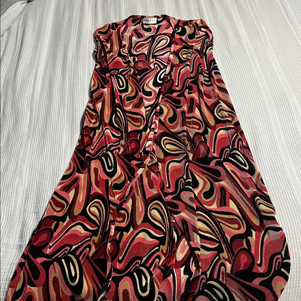 Ninety Red and Gold Swirl Dress